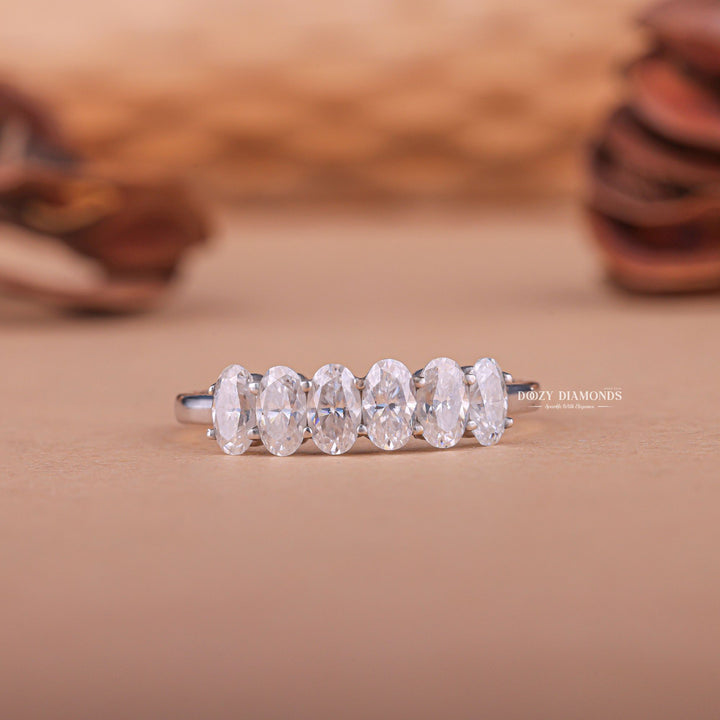 Oval oval diamond wedding band front view