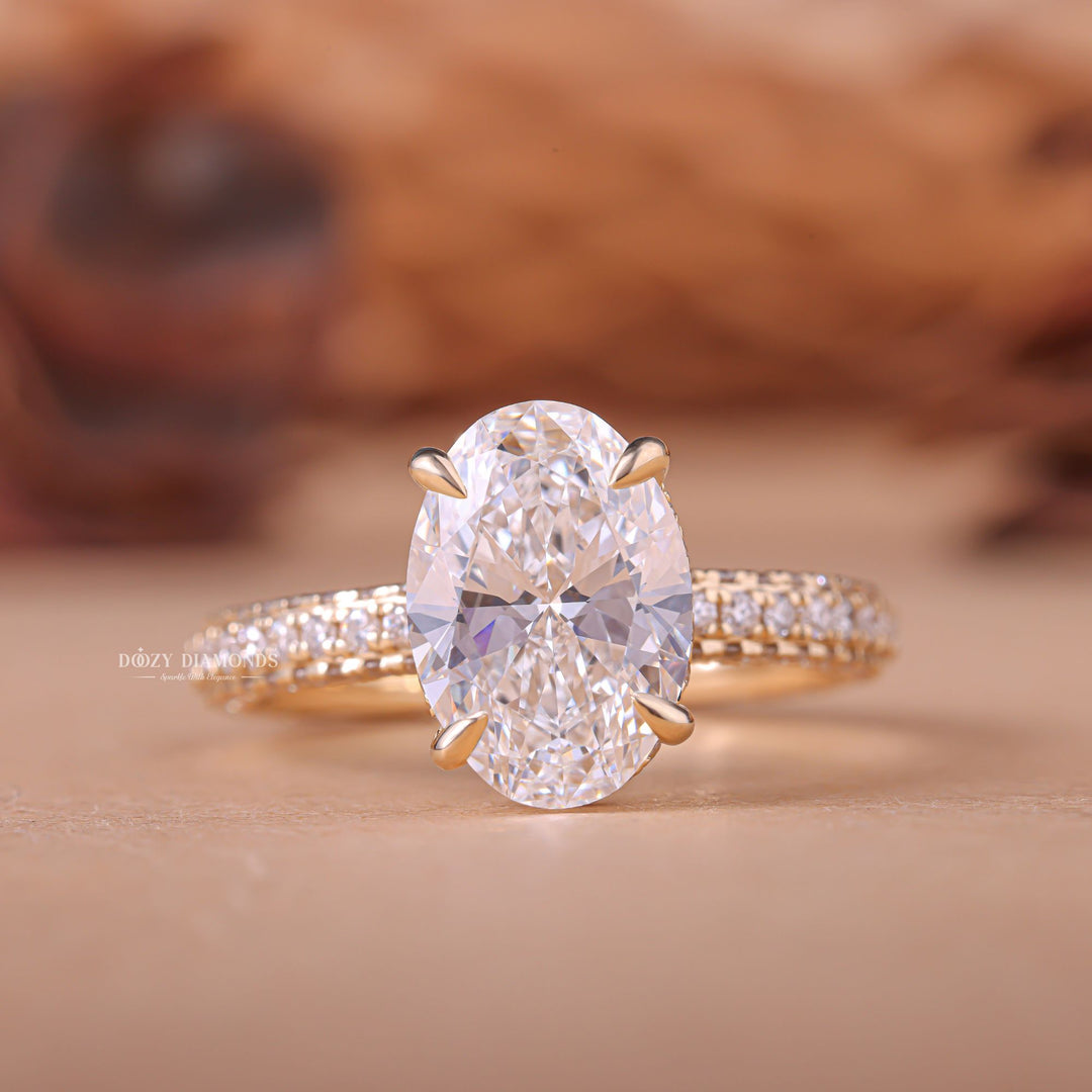 Shop oval hidden halo lab grown diamond engagement ring