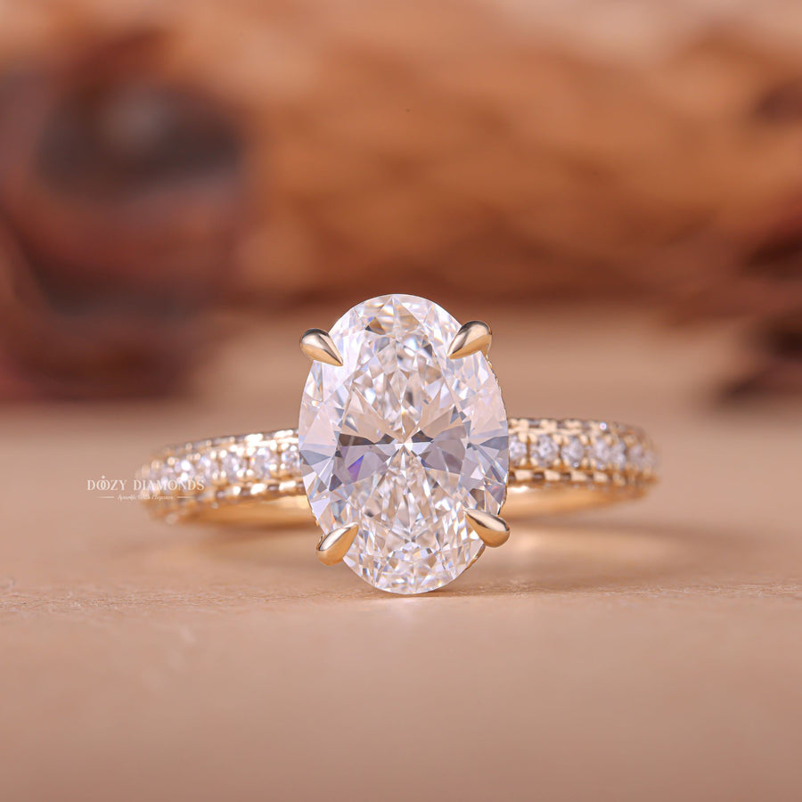 Shop oval hidden halo lab grown diamond engagement ring