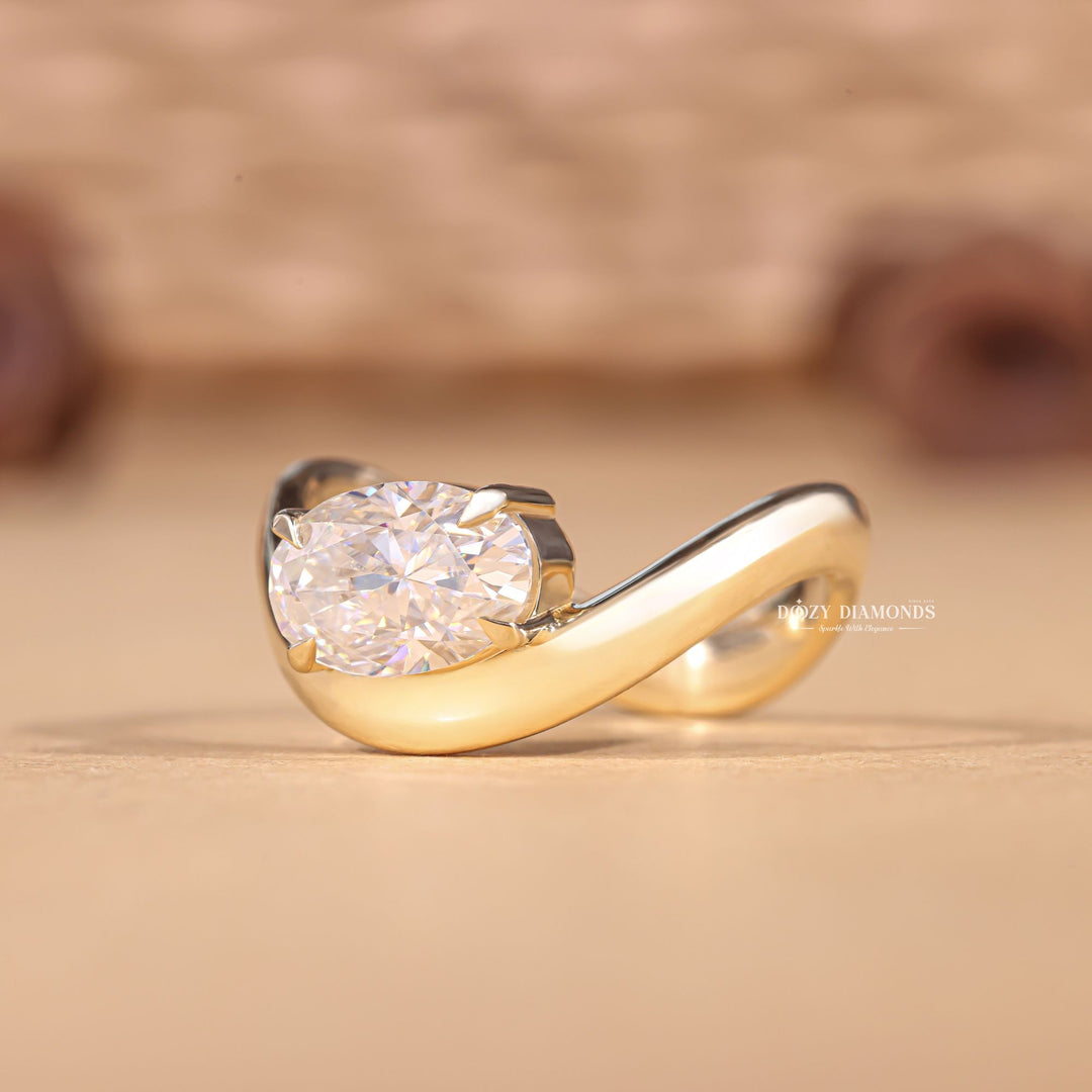 Oval solitaire engagement ring with IGI certificate and packaging