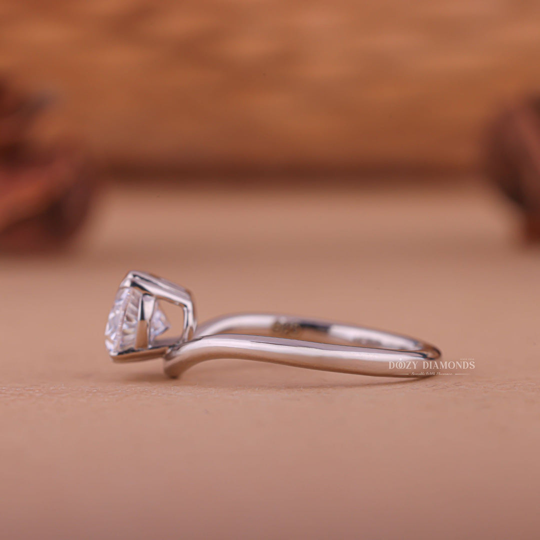 Handcrafted oval cut east west lab grown diamond engagement ring