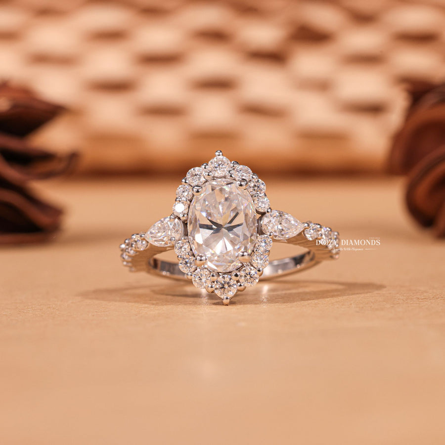 Shop oval cluster lab grown diamond engagement ring