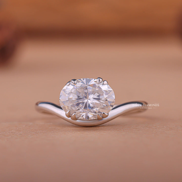 2.50CT oval east west lab grown diamond engagement ring for sale