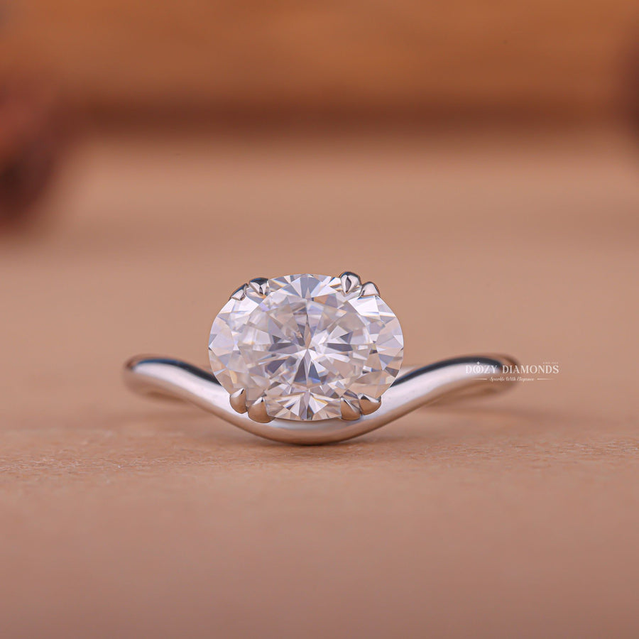 2.50CT oval east west lab grown diamond engagement ring for sale