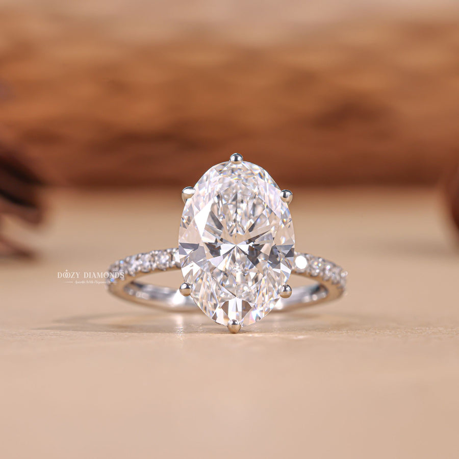 Shop oval hidden halo lab grown diamond engagement ring