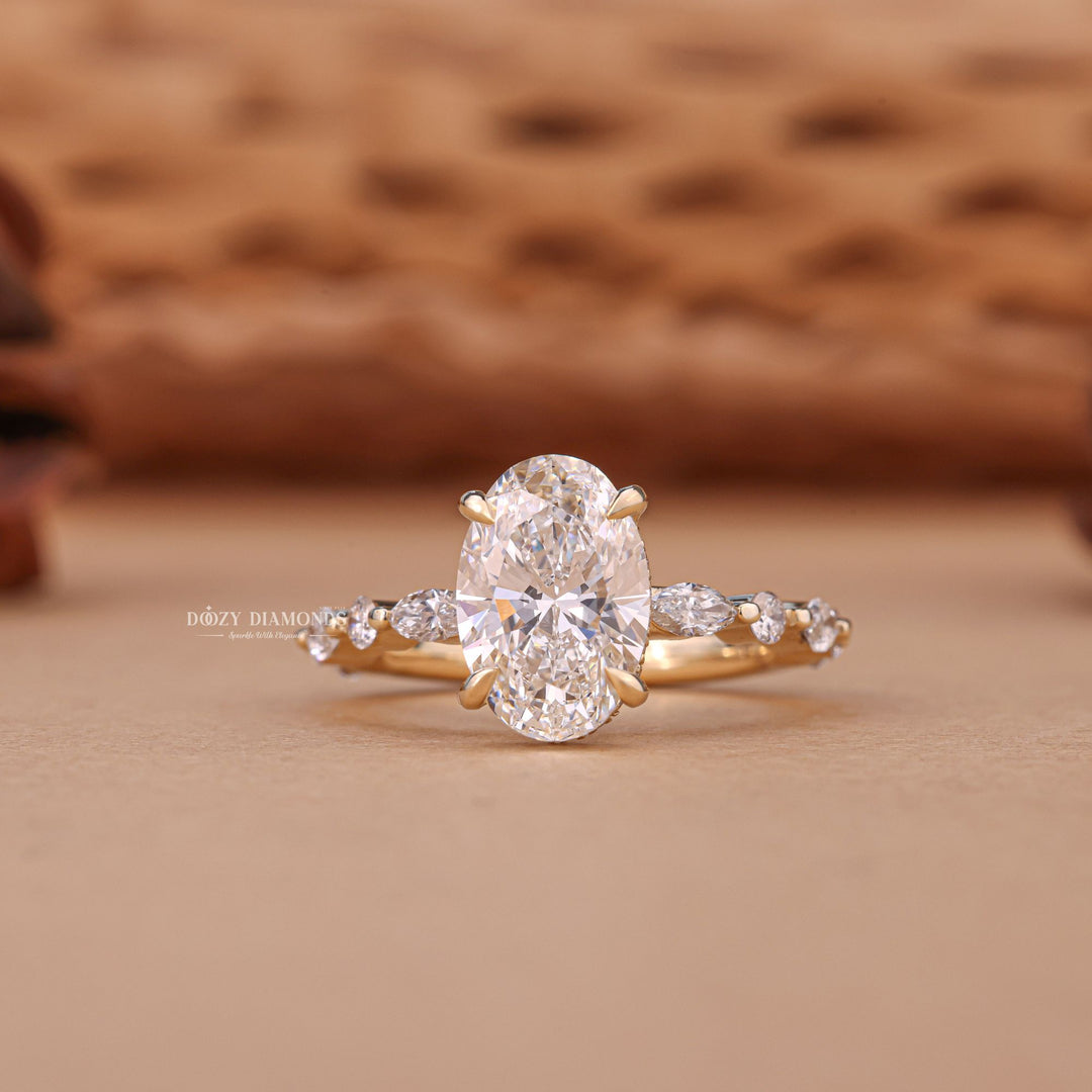 2.0CT oval hidden halo lab grown diamond engagement ring for sale