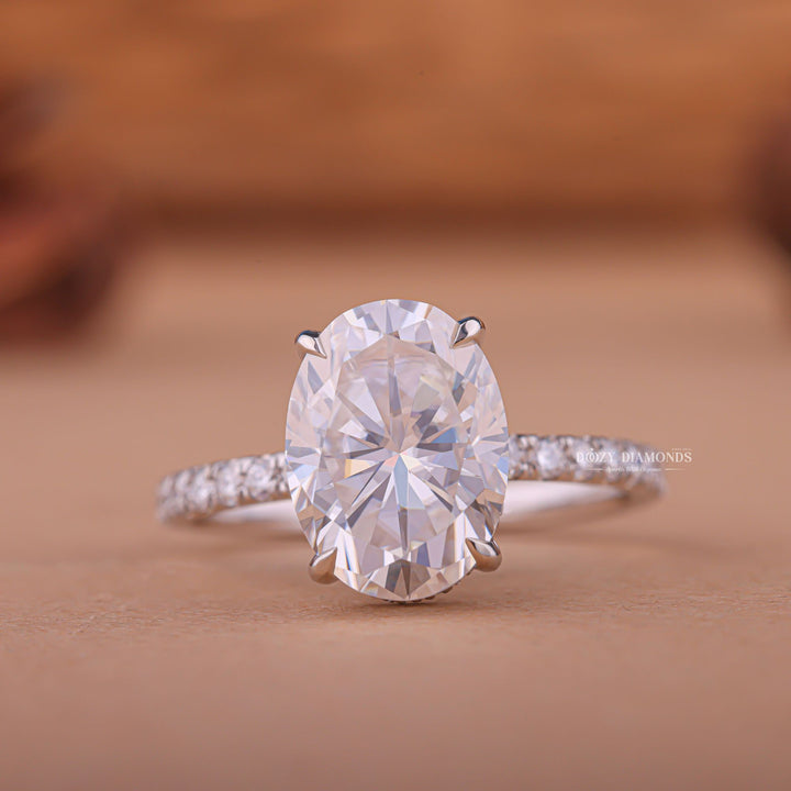 2.50CT oval hidden halo lab grown diamond engagement ring for sale