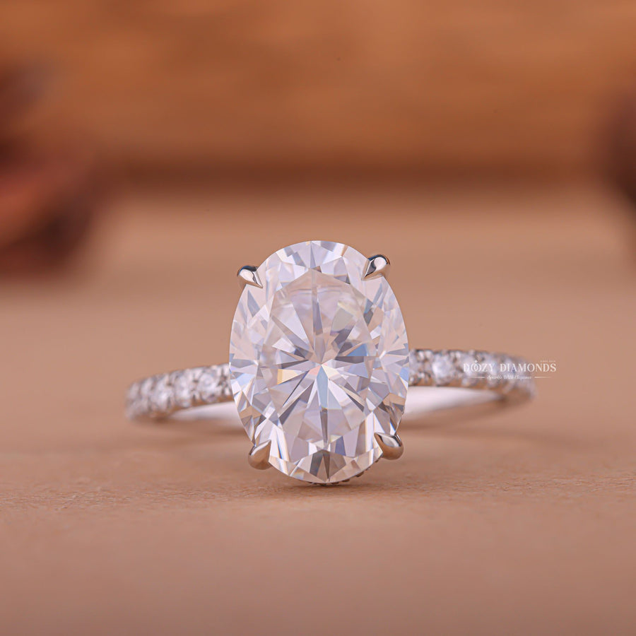 2.50CT oval hidden halo lab grown diamond engagement ring for sale