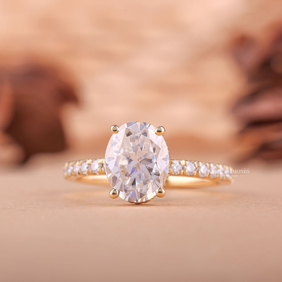 Buy 1.50CT oval hidden halo lab grown diamond engagement ring online
