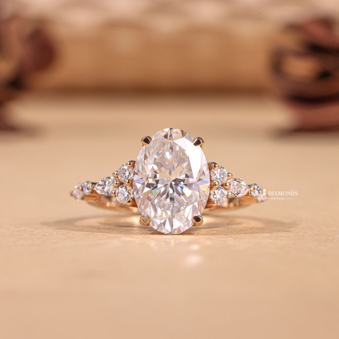 Shop oval cluster lab grown diamond engagement ring