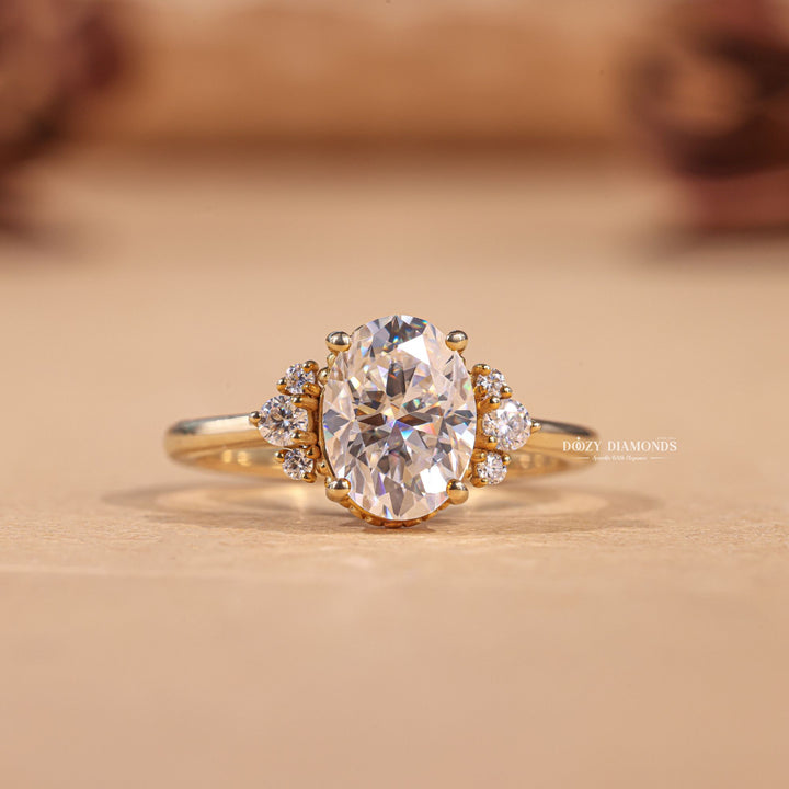 Buy 2.0CT oval cluster lab grown diamond engagement ring online