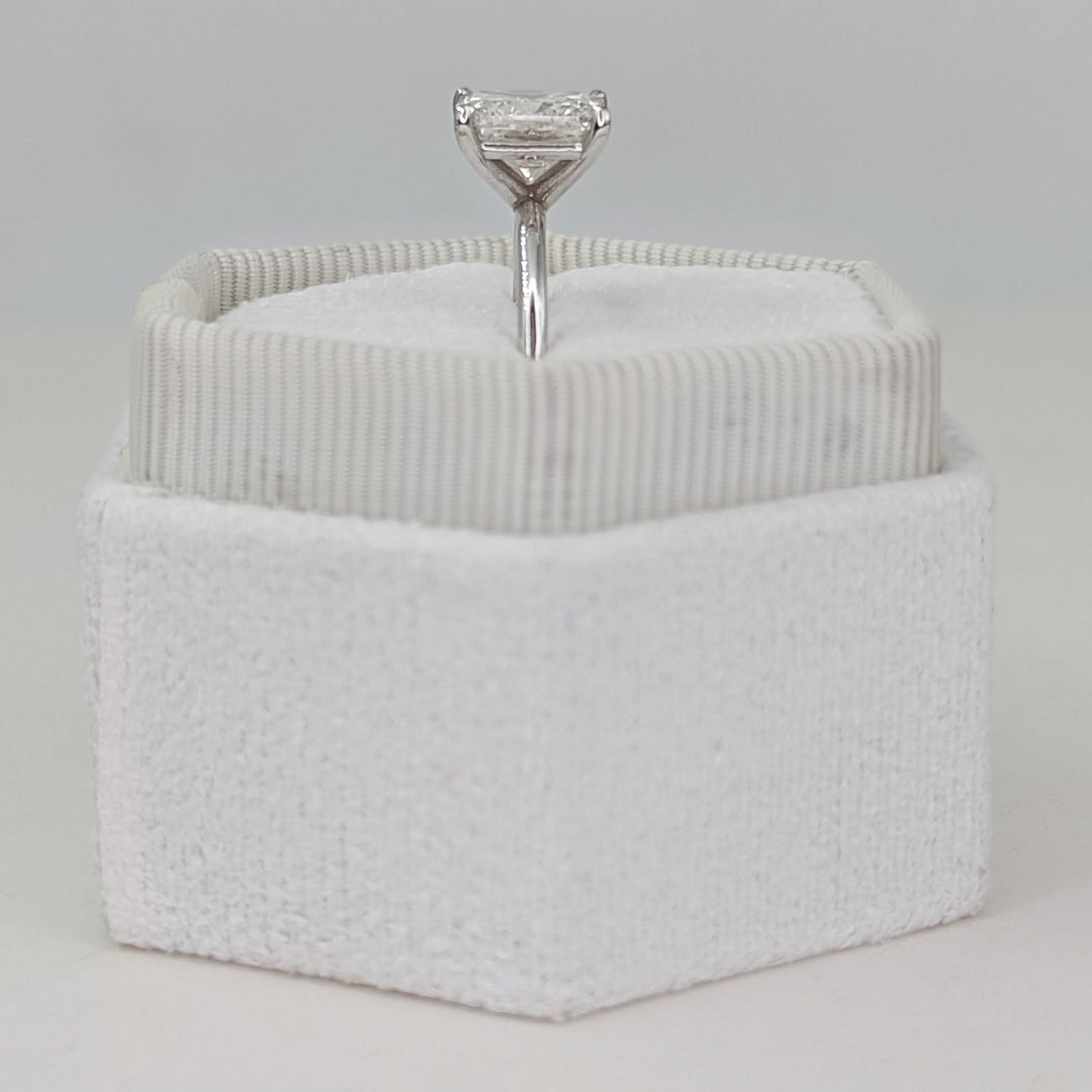 Cushion solitaire lab grown diamond ring in jewelry gift box
