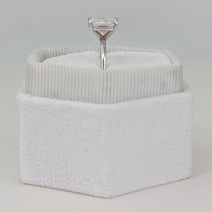 Cushion solitaire lab grown diamond ring in jewelry gift box