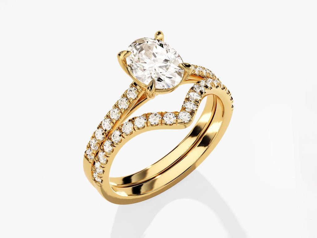 1.50CT Oval Cut Pave F - VS Lab Grown Diamond Engagement Ring Set - Doozy Diamonds