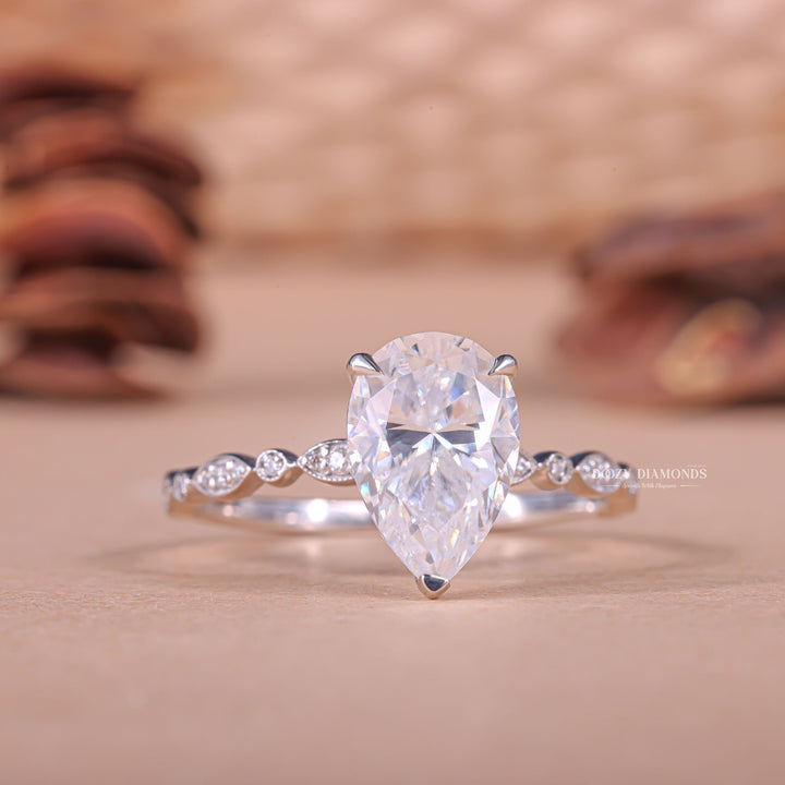 2.50CT pear cut pave engagement ring available to buy now