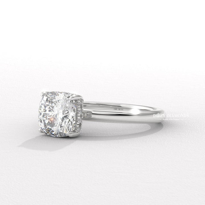 Shop cushion cut hidden halo lab grown diamond engagement ring online