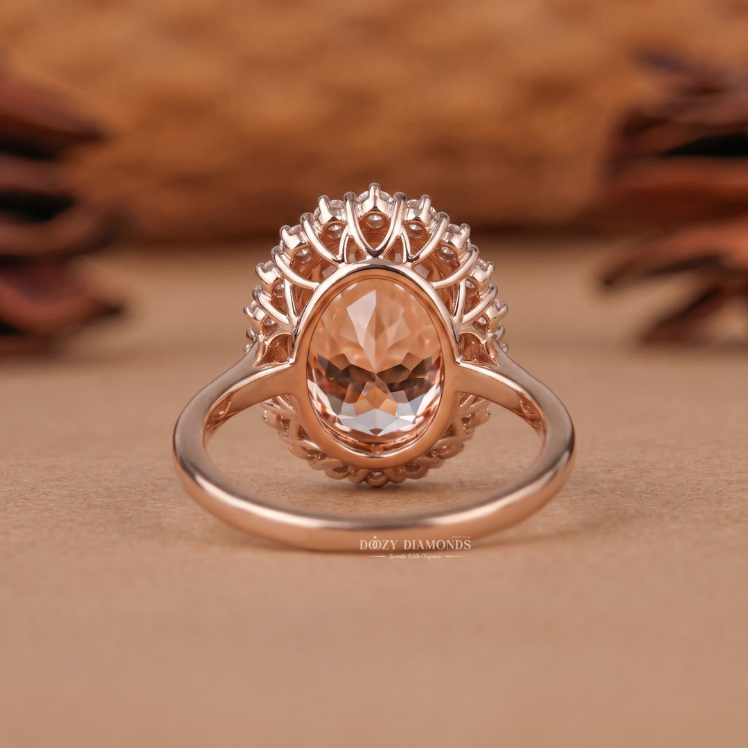 1.50CT Pink Oval VS1 Lab Grown Diamond Halo Engagement Ring
