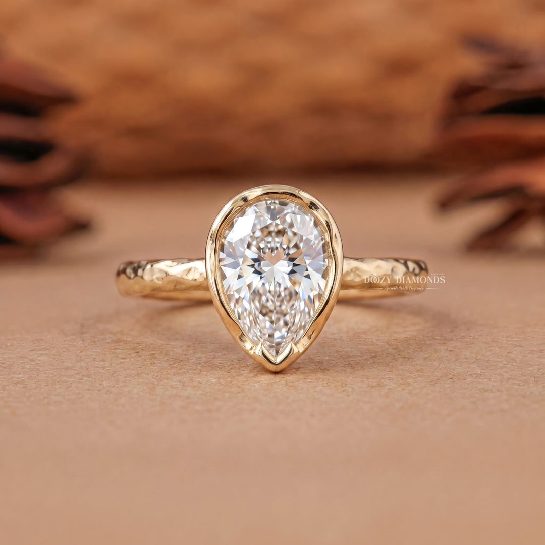 2.50CT Pear Bezel E/VVS2 Lab Grown Diamond Ring – Modern Style Engagement Ring