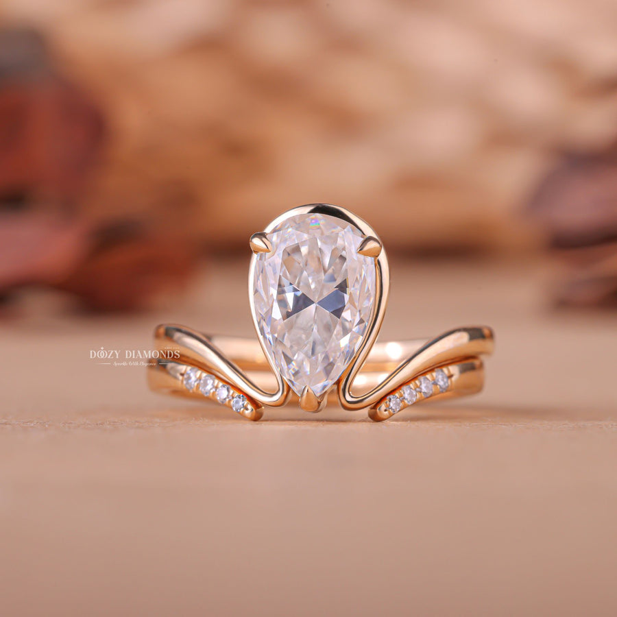 Pear cut bridal ring set, Pear cut wedding ring set, Pear cut engagement and wedding ring set, Pear cut bridal set, Pear cut wedding set, Pear cut bridal jewelry set, 