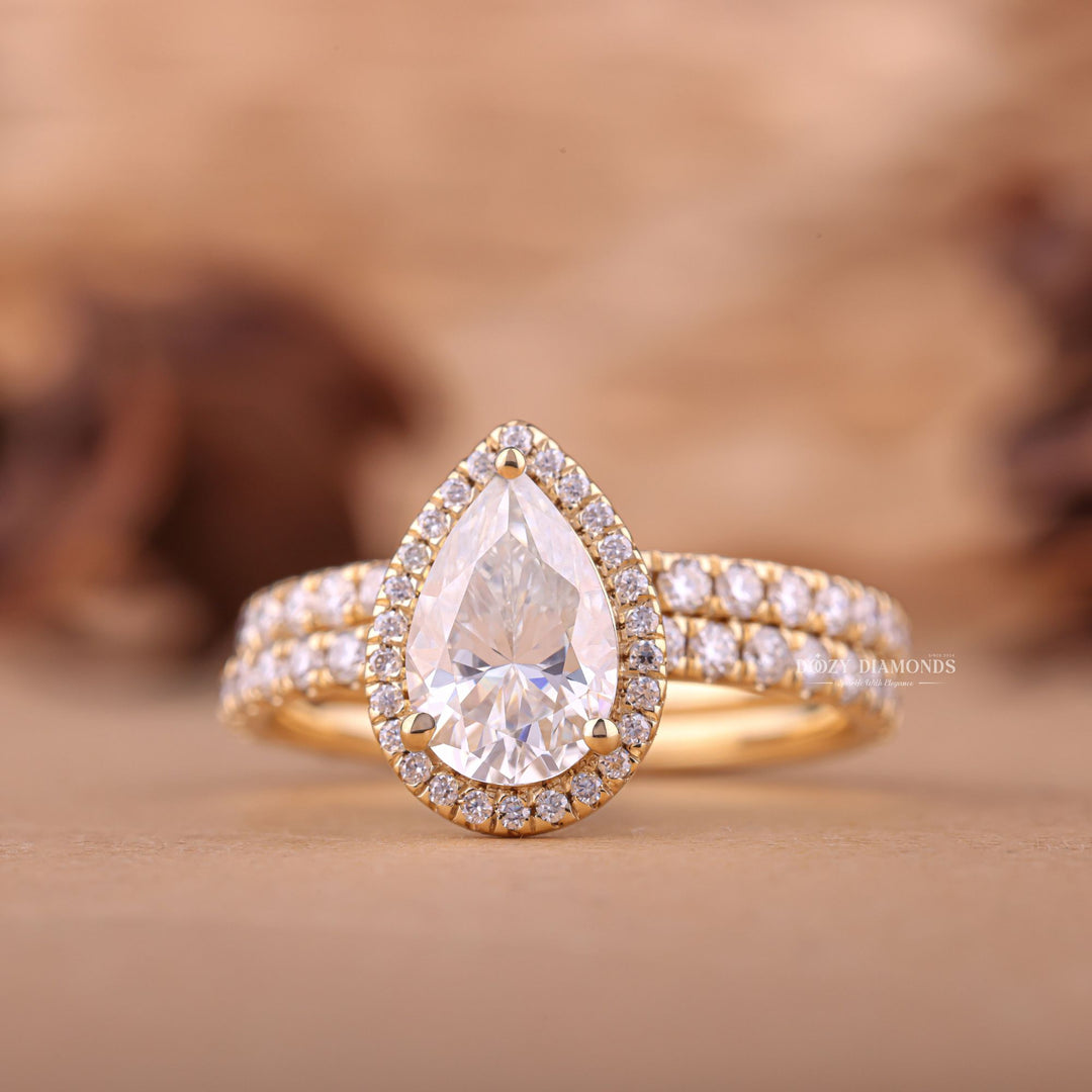 Pear cut bridal ring set, Pear cut wedding ring set, Pear cut engagement and wedding ring set, Pear cut bridal set, Pear cut wedding set, Pear cut bridal jewelry set, 