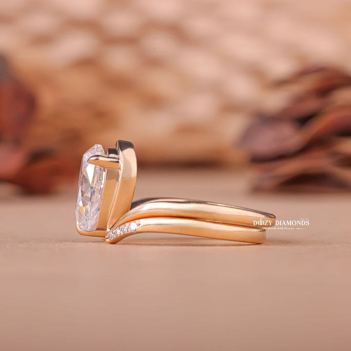 Pear cut bridal ring and band set, Pear cut bridal ring and wedding band set, Pear cut bridal set with matching band, Pear cut bridal set with wedding band, Pear cut bridal set with enhancer,