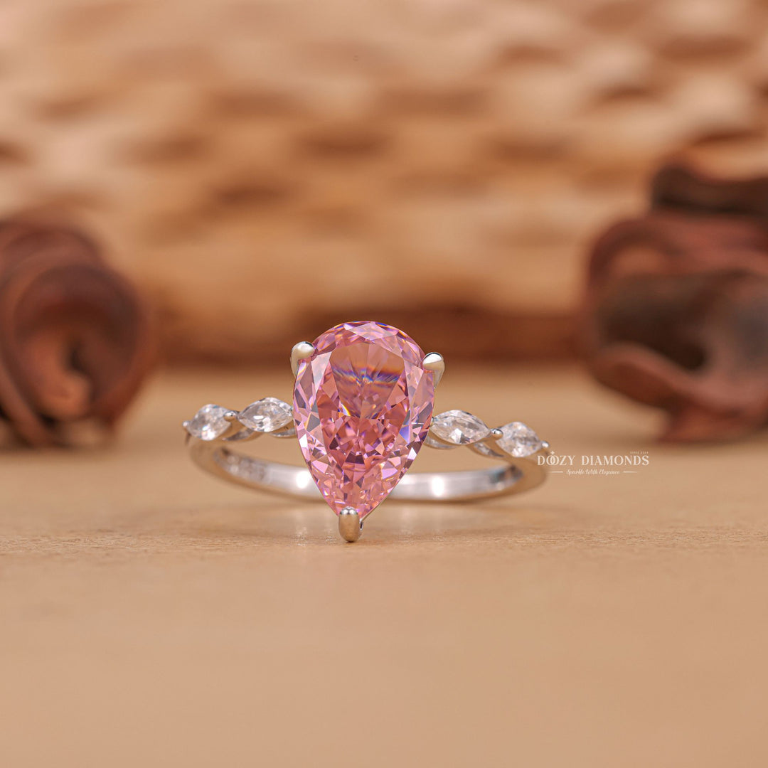 1.50CT pear pave lab grown diamond engagement ring for sale