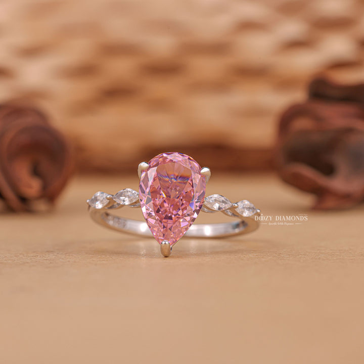 1.50CT pear pave lab grown diamond engagement ring for sale