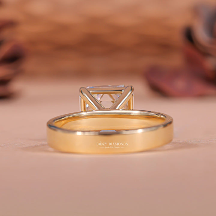 Asscher cut diamond ring worn on hand