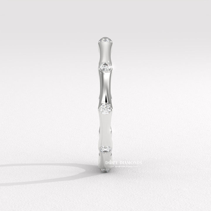 Side view of round diamond wedding band