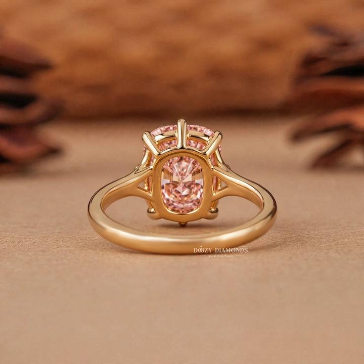 2.50CT Pink Cushion Split Shank Lab Grown Diamond Solitaire Engagement Ring