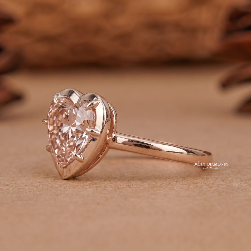 1.50CT Heart Shape Pink VVS2 Lab Grown Diamond Engagement Ring for Women - lab grown diamond engagement ring view 3
