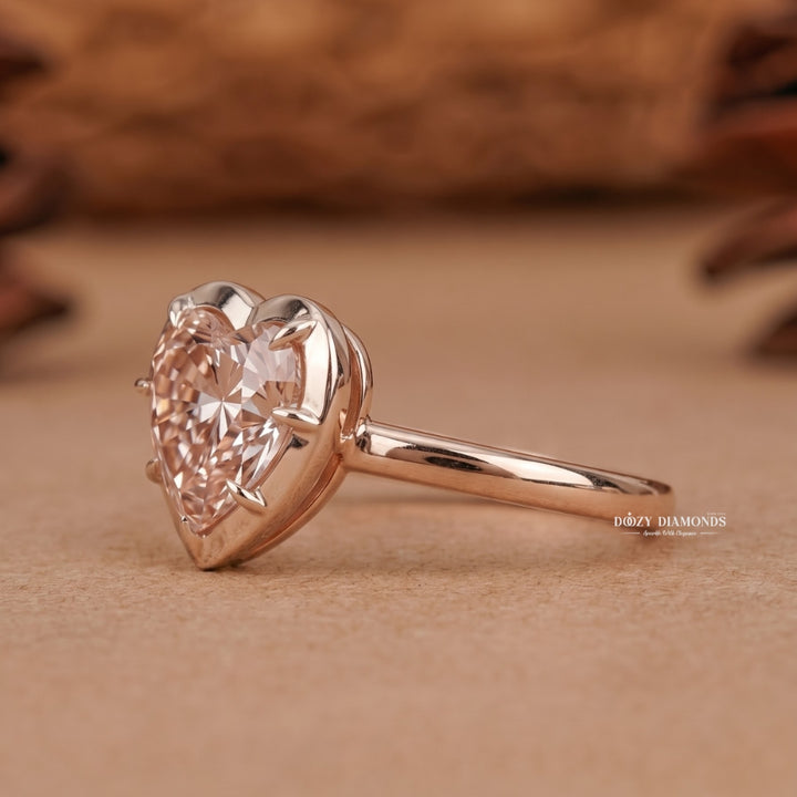 1.50CT Heart Shape Pink VVS2 Lab Grown Diamond Engagement Ring for Women - lab grown diamond engagement ring view 3