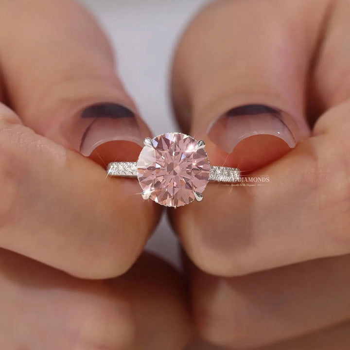 1.50CT Round Brilliant Cut Pink Lab Grown Diamond Solitaire Engagement Ring