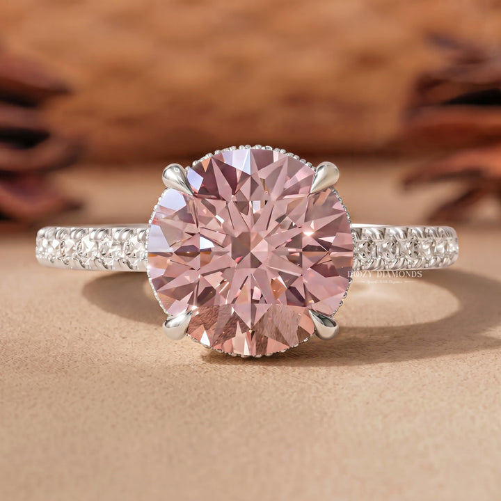 1.50CT Round Brilliant Cut Pink Lab Grown Diamond Solitaire Engagement Ring