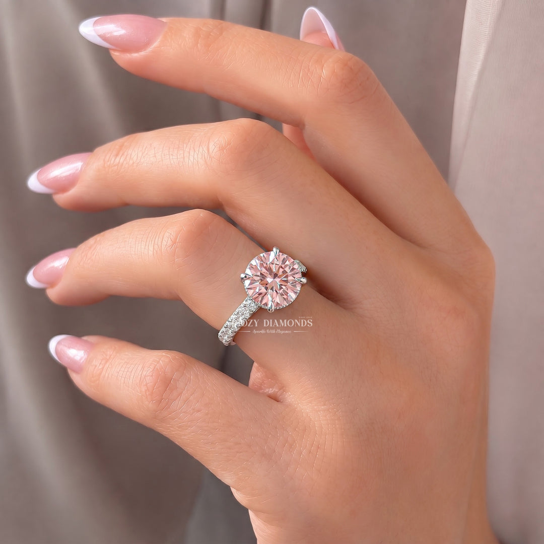 1.50CT Round Brilliant Cut Pink Lab Grown Diamond Solitaire Engagement Ring