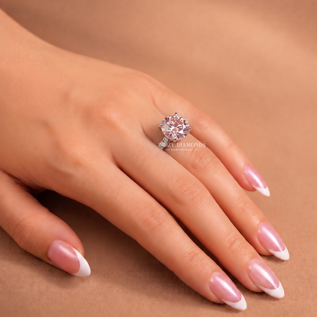1.50CT Round Brilliant Cut Pink Lab Grown Diamond Solitaire Engagement Ring
