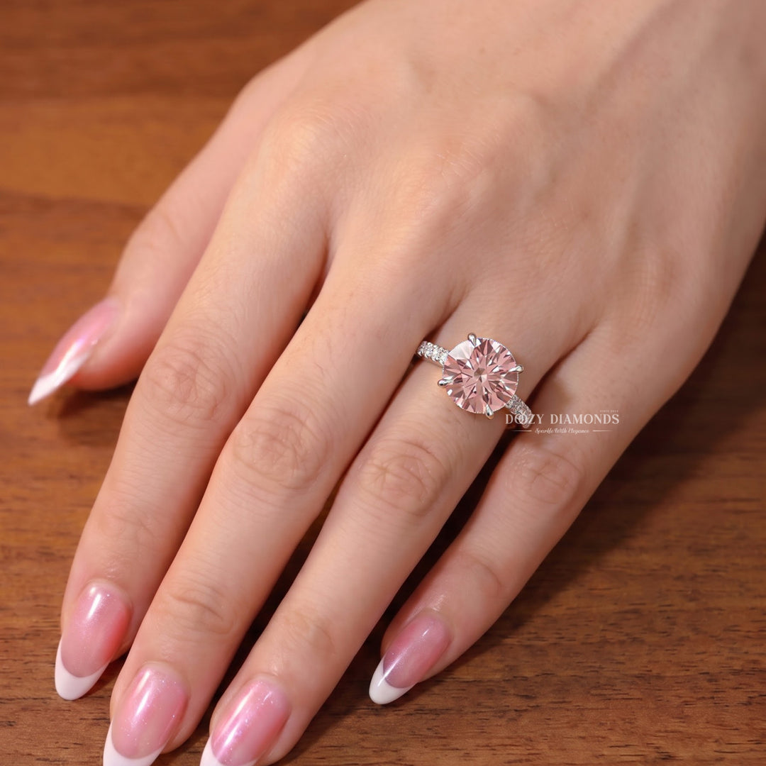 1.50CT Round Brilliant Cut Pink Lab Grown Diamond Solitaire Engagement Ring