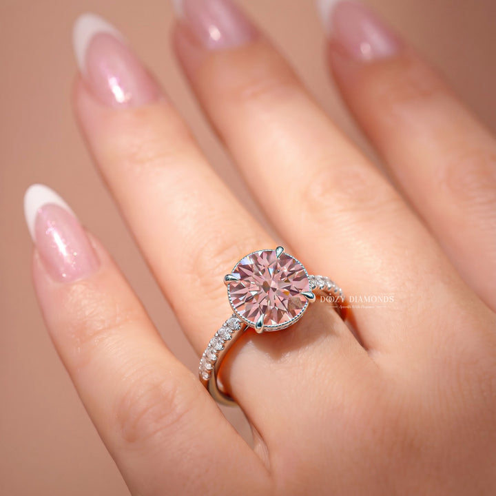 1.50CT Round Brilliant Cut Pink Lab Grown Diamond Solitaire Engagement Ring