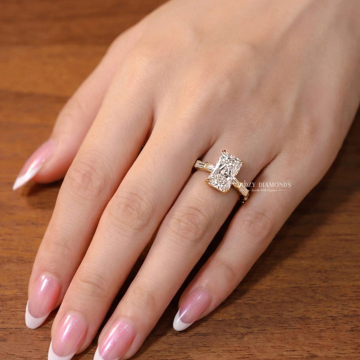 2.50CT Radiant F/VVS1 Lab Grown Diamond Pave Engagement Ring