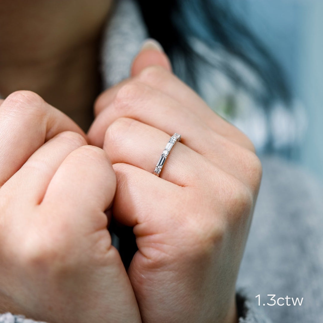 Baguette & Round Cut DE - VS1 Lab Grown Diamond Full Eternity Wedding Band - Doozy Diamonds
