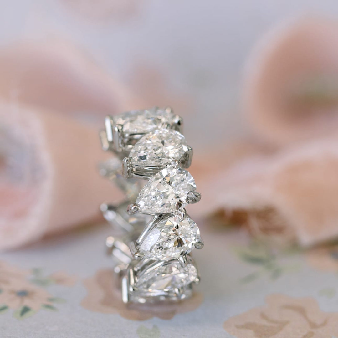 Pear Cut DE - VS1 Lab Grown Diamond Full Eternity Wedding Band - Doozy Diamonds