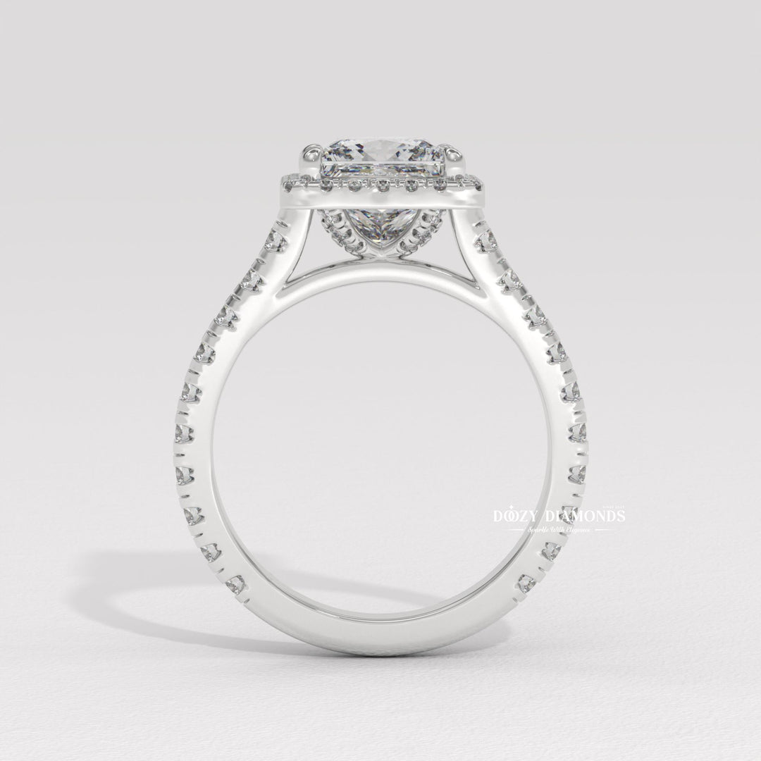 Princess cut diamond ring worn on hand