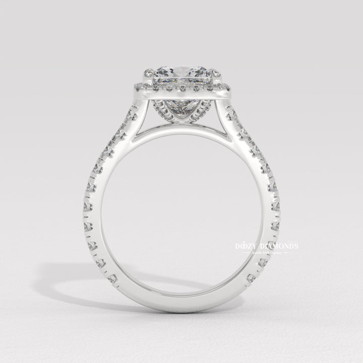 Princess cut diamond ring worn on hand
