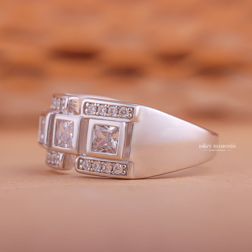 Close-up of 1.50CT round & princess lab grown diamonds