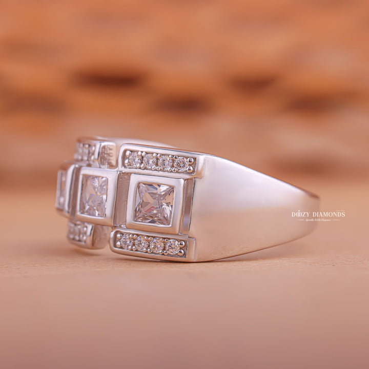 Close-up of 1.50CT round & princess lab grown diamonds