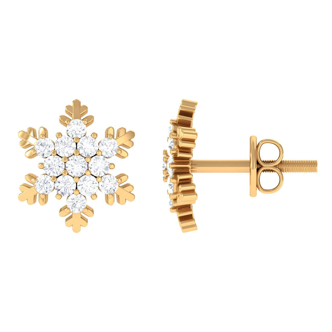 Round Cut Diamond Unique Snowflake Stud for Christmas Gift - Doozy Diamonds