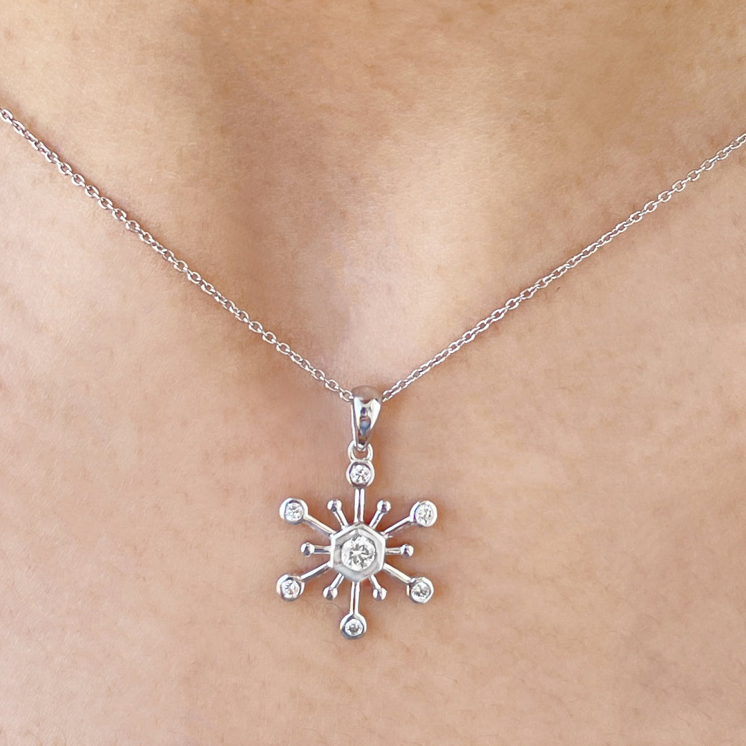 Round Cut Unique Snowflake Pendant for Christmas Gift - Doozy Diamonds