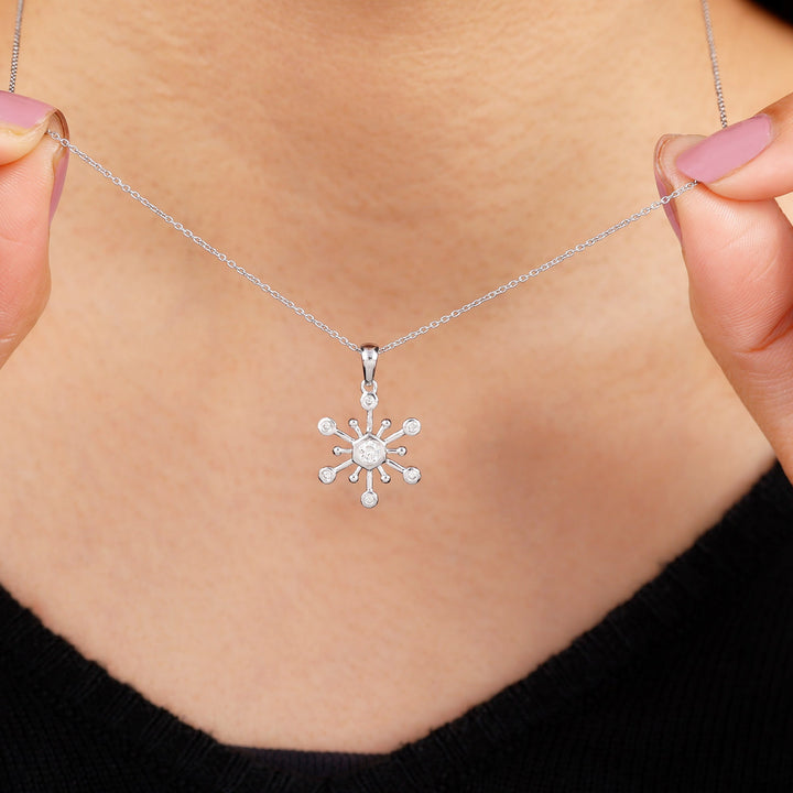 Round Cut Unique Snowflake Pendant for Christmas Gift - Doozy Diamonds