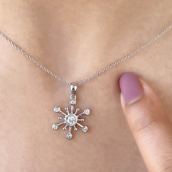 Round Cut Unique Snowflake Pendant for Christmas Gift - Doozy Diamonds