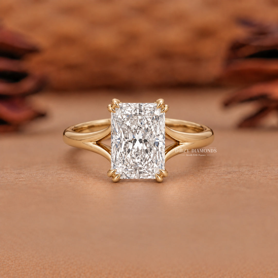 2.50CT Radiant E/VVS2 Lab Grown Diamond Split Shank Solitaire Engagement Ring
